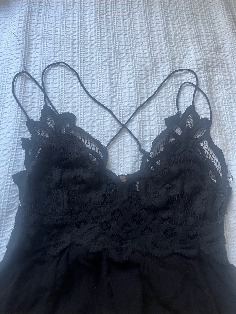 Free People Adella Black Lace-Trim Mini Dress - Picture 3 of 11